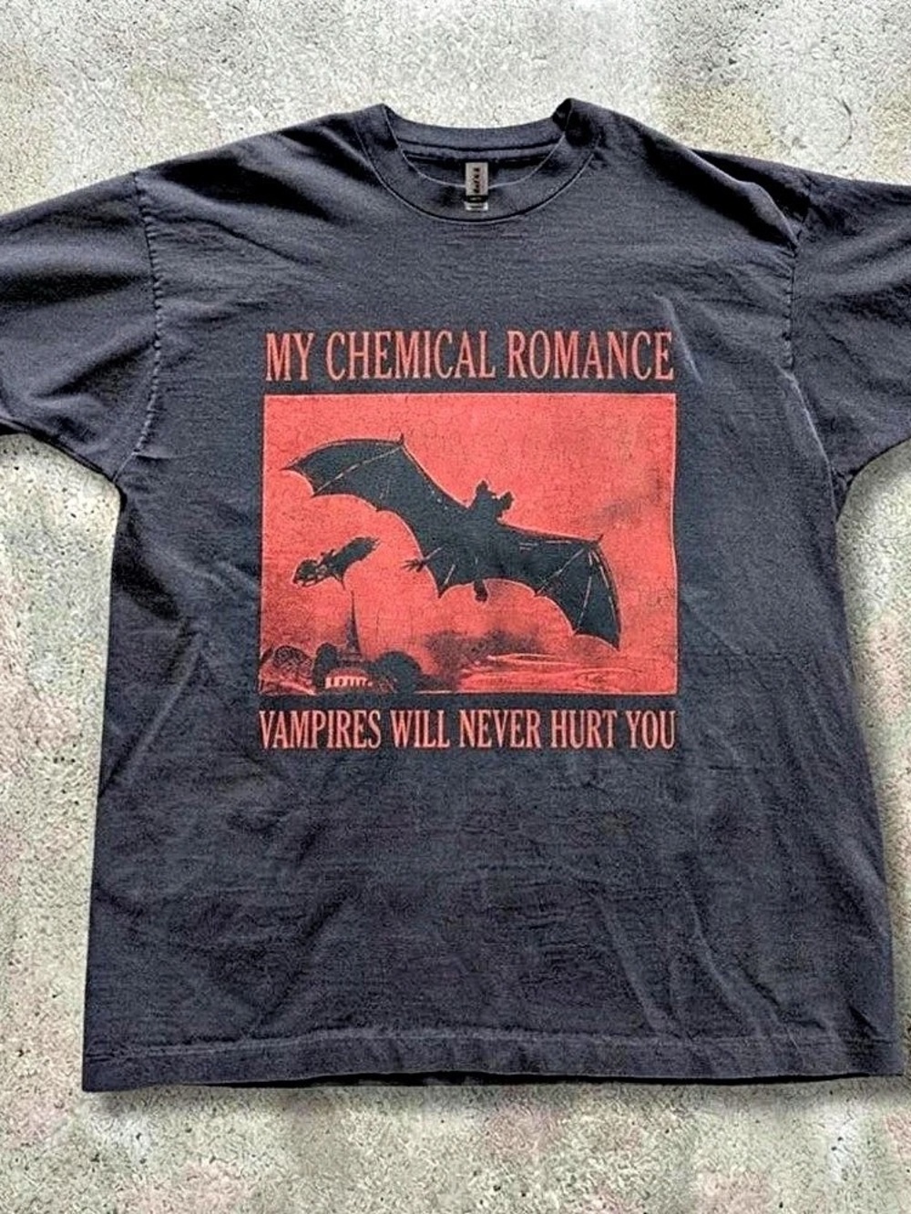 My Chemical Romance Band Vampires Will Never Hurt You Graphic T-Shirt Tee in Bla